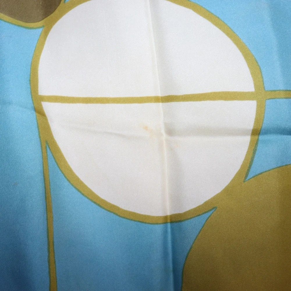 Jean Patou Silk Scarf 29x30 Multicolor Womens Geometric‎ Vintage Accessory